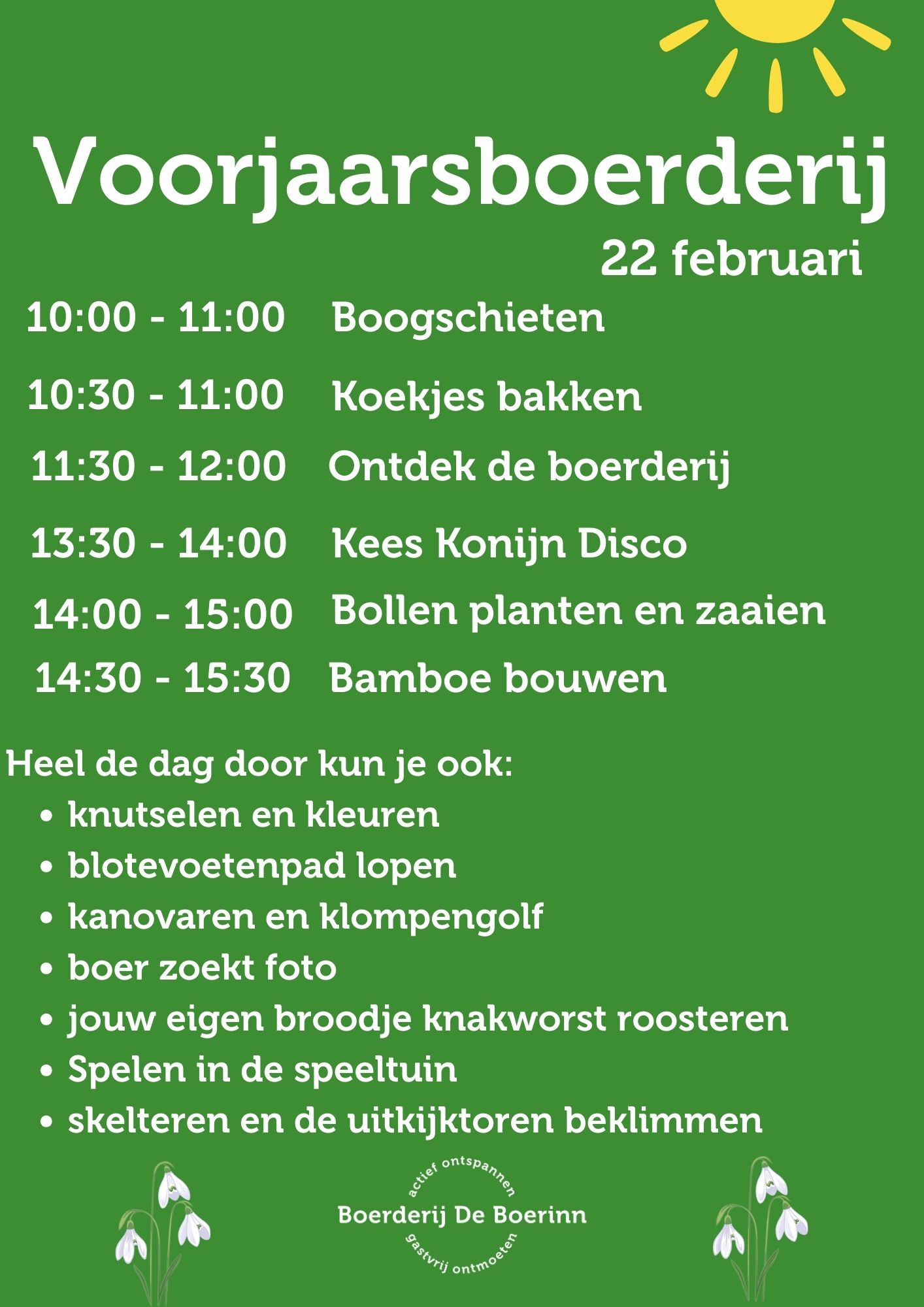 Programma Voorjaarsboerderij Bij De Boerinn 22-02-2024
