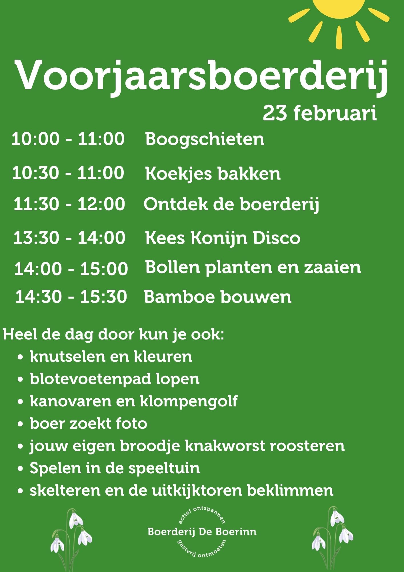 Programma Voorjaarsboerderij Bij De Boerinn 23-02-2024